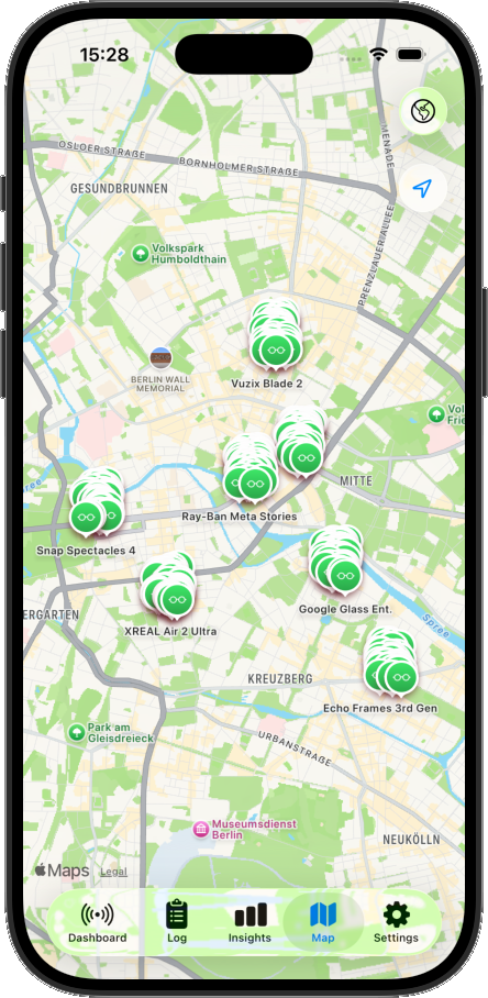 Spectre map view with location overlay